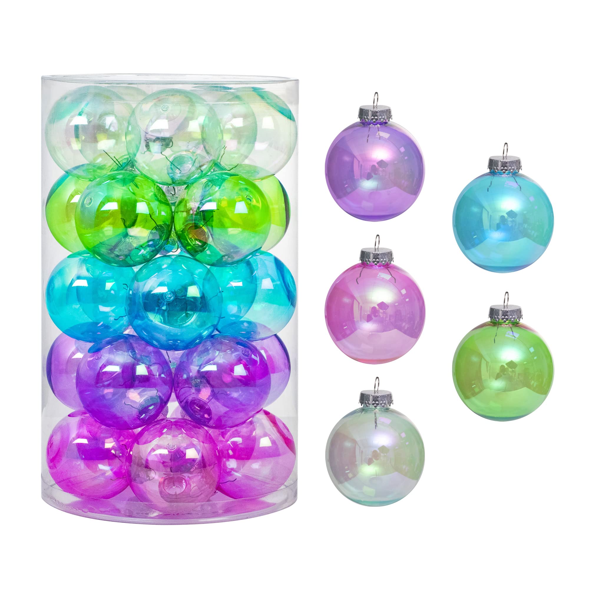 Alyphyly 25Pcs 2.64in Christmas Decoration Balls Shatterproof Colored Transparent Ball for Festival Wedding Home Party Decors Xmas Tree Hanging