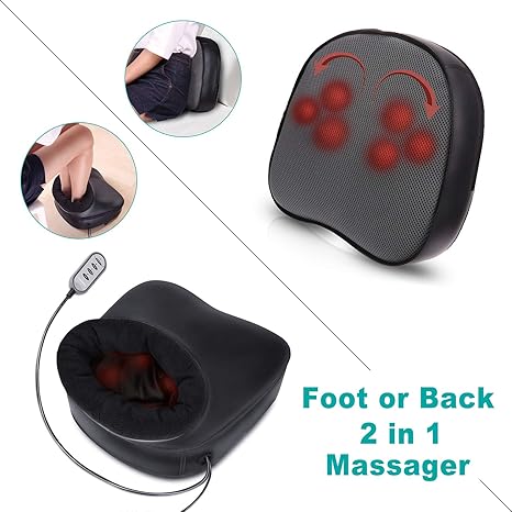 Naipo Shiatsu Fußmassagegerät mit Wärme, Elektrisch Fussmassage Rücken Massagegerät mit Kneading Vibration Abnehmbare Oberflä