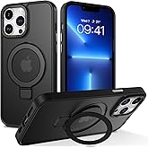 DUEDUE for iPhone 13 Pro Max Case Magnetic with Ring Stand[Compatible with Magsafe], Translucent Matte Back Cover Slim Shockproof Kickstand Phone Case for Apple iPhone 13 Pro Max 6.7", Black