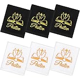 XEQWZVFR 6Pcs 11.81Inch Pastor Towels for Men Cross Hand Towels Woman of God Handkerchiefs Christian Church Clergy Handkerchief Cross Dove for Pastor Fathers Day Retirement Birthday(Black,White)