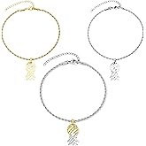 SLG Collection Upside Down Pineapple Anklet - Gold, Silver, or Combo Colored Stainless Steel Upside Down Pineapple Pendant Ankle Bracelet with Rope Chain