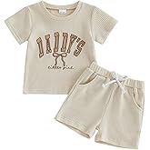 Kupretty Toddler Baby Girl Clothes 3 6 12 18 24 Month 2T 3T Summer Waffle Outfit Embroidery Daddy's Girl Shirts + Shorts Set