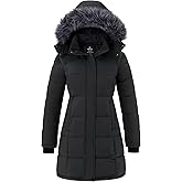 wantdo Women's Waterproof Winter Coat Warm Long Puffer Jackets with Faux Fur Hood Thicken Parka