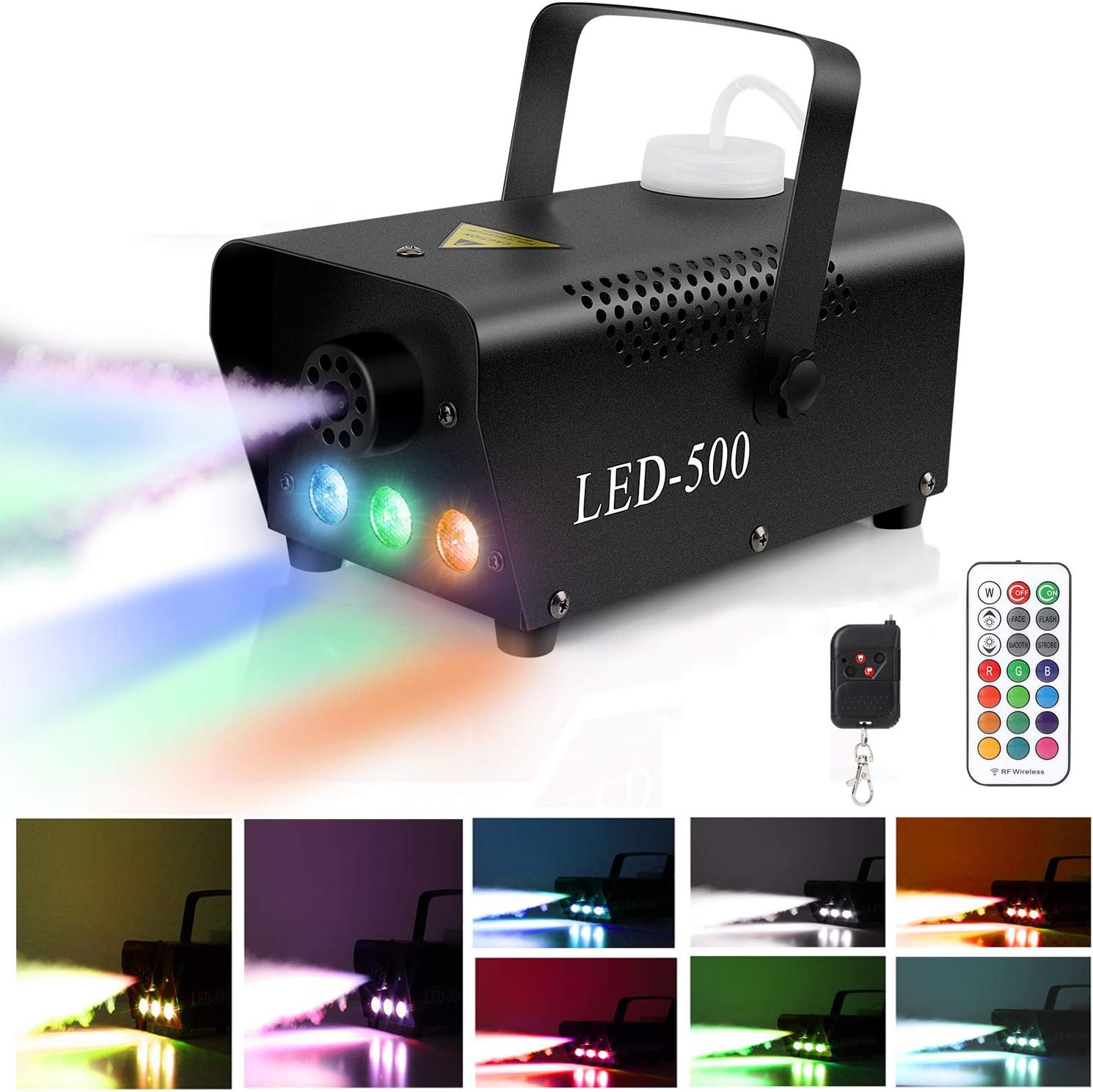 Fog Machine,Smoke Machine Fog UPGRADED Portable 500W Fog Machine with Lights Wireless Remote Control Colorful LED Light Effect for Holidays Parties Weddings Christmas Halloween