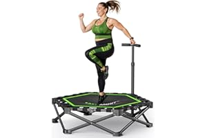 East Mount Foldable Mini Trampoline Indoor, Folding Rebounder Trampoline for Adults with Handles, Exercise Rebounder, Small Trampoline for Adults, for Indoor Garden Workout