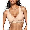 OEAK Womens Deep V Bras Wireless Comfortable Bra Supportive No Underwire Bras Tshirt Push Up Bralettes Plunge Seamless Bra