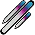 Nail File - Mont Bleu Premium Set of 3 Glass Nail Files in Pouch - Birthday Gifts for Women - Rainbow Colors - Genuine Czech Tempered Glass - Glass Nail Files for Natural Nails - Gifts