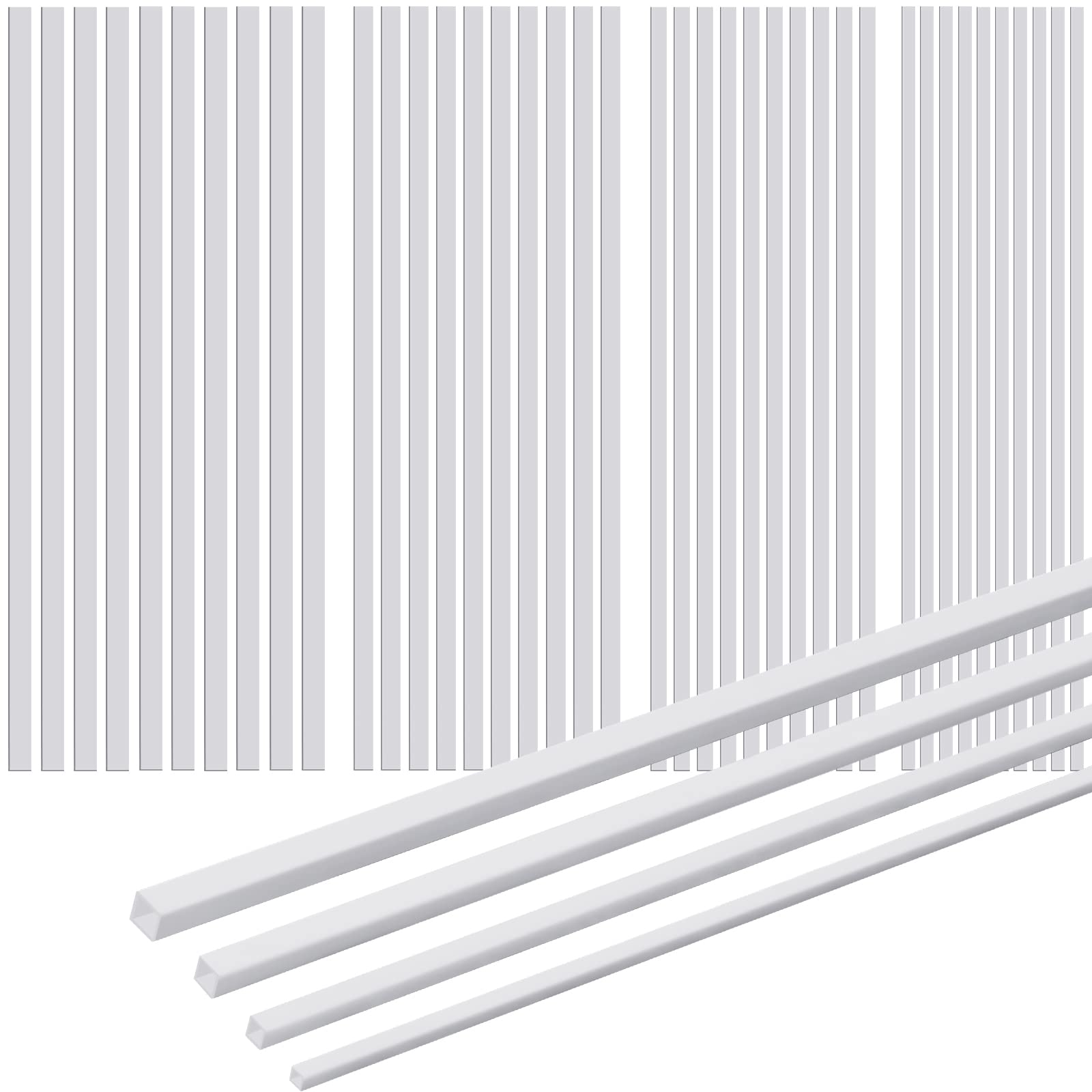 Photo 1 of Outus 80 Pcs ABS Square Plastic Tube White Bars Rod Hollow Tubing Connector Plastic Rod for DIY Crafts Sand Table Architectural Model Making, 4 Sizes