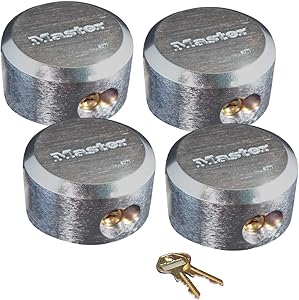 Master Lock 6271KA 4 Pack 2-7/8in. ProSeries Reinforced Hidden Shackle Rekeyable Pin Tumbler Keyed Alike Padlock, Chrome