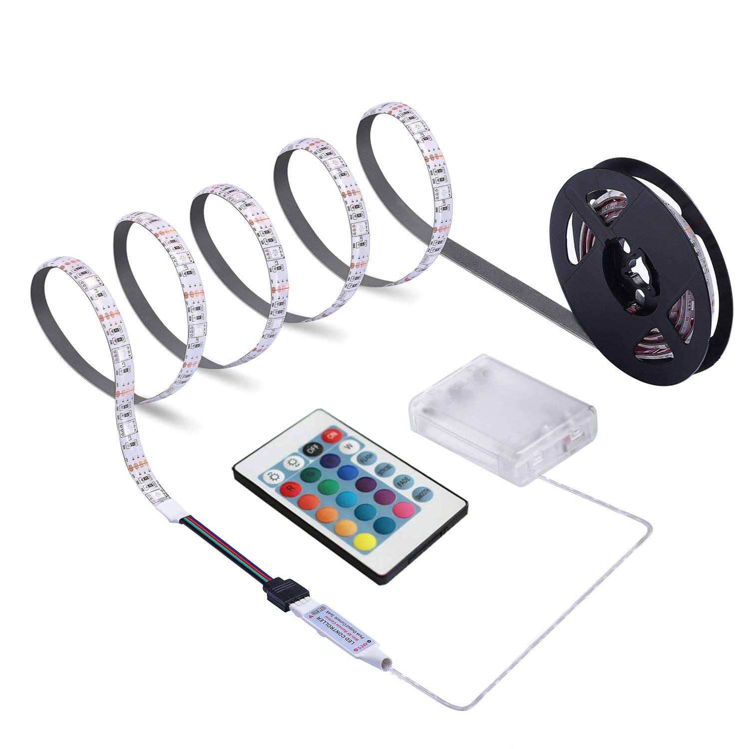 HIKENRI Battery Powered LED Strip Lights, 17-Keys Remote Controlled, DIY Indoor