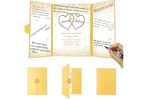 Trgowaul Gold 50th Wedding Anniversary Guest Book Alternative, 50th Anniversary Decorations, 50 Years of Marriage Signature Certificate Board, Happy 50 Anniversary Party Supplies Gift Card Men Women