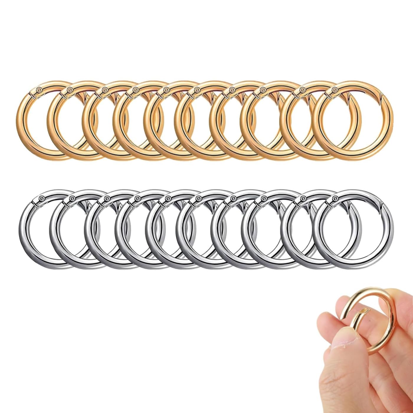 JJiaoLinin Round Spring Ring Key,28Pcs Metal Spring O Rings Clip Keychain, Round Carabiner Clips Keyrings Snap Hook Buckle, 28mm Spring O Rings, for Bag Purse Handbag Strap Craft Jewelry Making