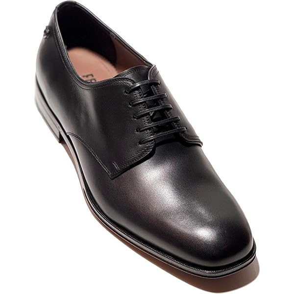 Amazon.com | Ferragamo Riley Black Leather Cap Toe Embossed  display picture 2