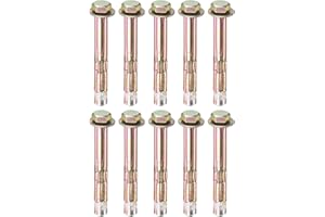 M METERXITY 10-Pack Hex Expansion Bolt, M6x60mm Colored Galvanized Iron-Carbon Steel External Hex Expansion Bolts, Anti-Corro