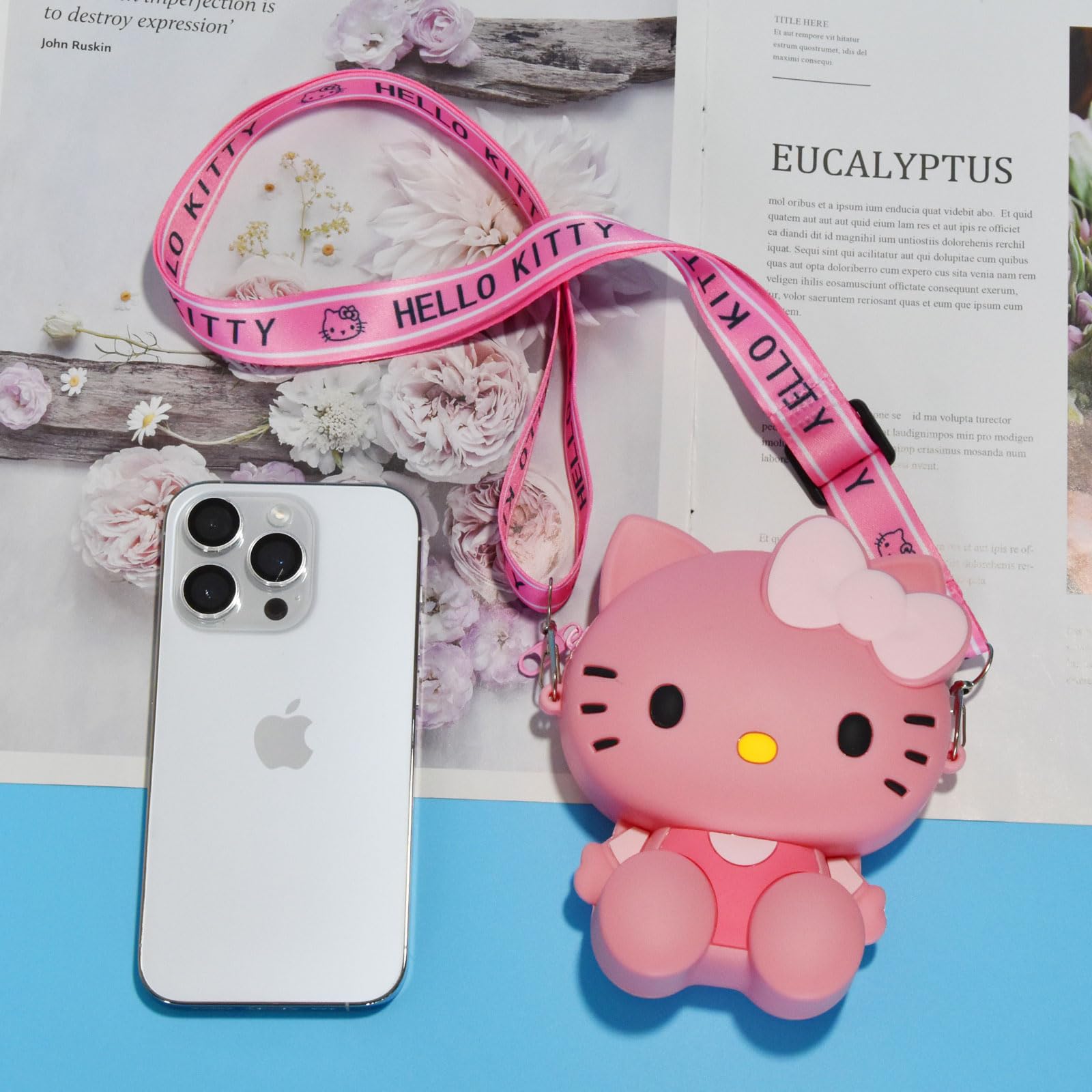 ENENSET Kitty Crossbody Bag with Adjustable Shoulder Strap, Handbag with Zipper Cute Mini Anime Kitty Coin Wallet Purse