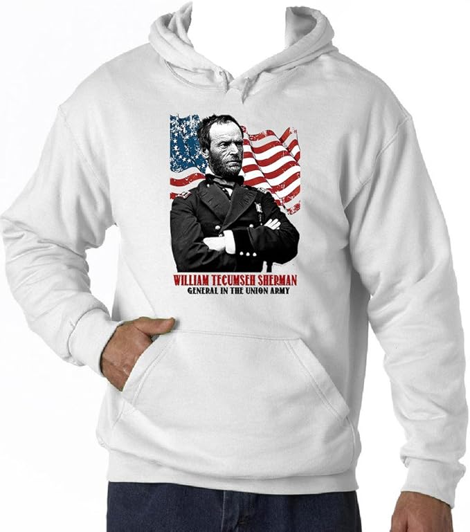 Teesquare1st Men's William Tecumseh Sherman White Hoodie TShirt