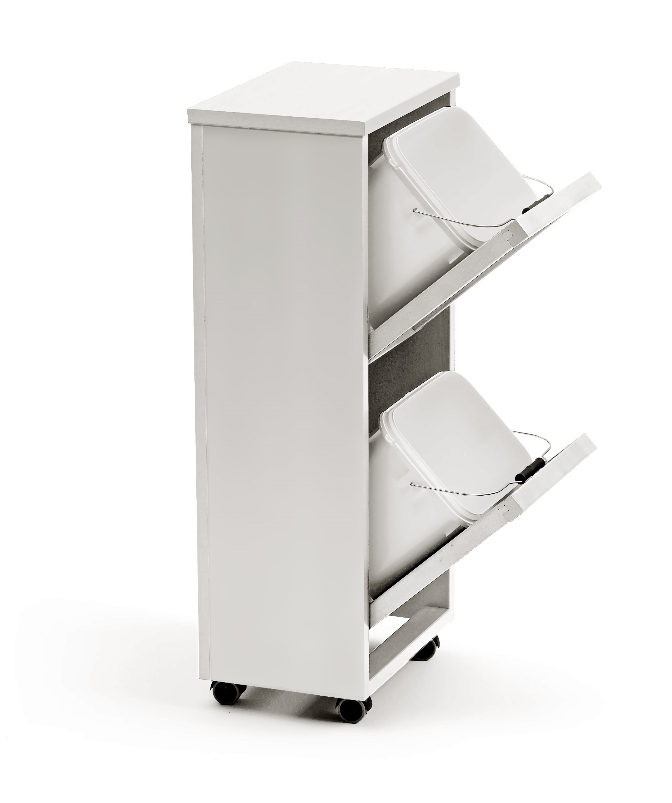 Arredamenti Italia AR_IT- 872 MADERA Container for garbage separation finishing white.