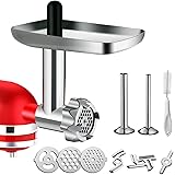 Metal Food Grinder Attachment for KitchenAid Stand Mixers, G-TING Meat Grinder Attachment Included 2 Sausage Stuffer Tubes, 3