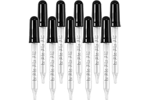 AOMI Glass Eye Dropper for Oils, 10pcs 1ml Glass Dropping Pipettes for Essential Oil, Lab, Medicine, Crafts or Transferring Other Liquid with Rubber Head, Straight Tube with Measurement
