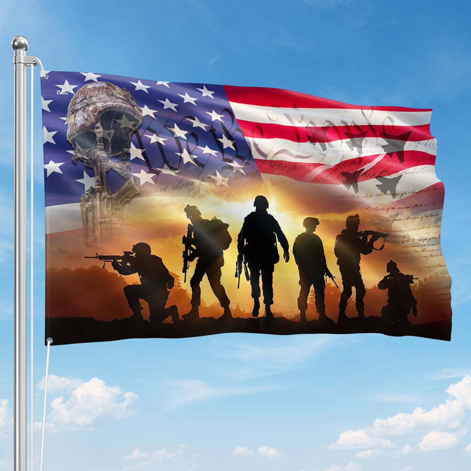 Photo 1 of FLAGWIX Outdoor American Army Veteran Flag - We The People American Flags for Outside 3x5-4th of July Veterans Day Memorial Day Decorations for Home Garden Decor, Outside Decorations for Yard