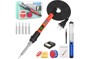 Q-MING Soldering Iron Kit, 120W LED Digital Advanced Solder Iron Soldering Gun kit, 110V Welding Tools, Smart Temperature Control [356℉-932℉], Extra 5pcs Tips, Auto Sleep, Temp Calibration, Orange