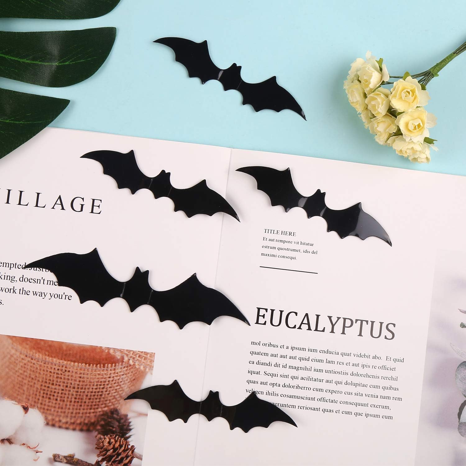 DIYASY Bats Wall Decor,120 Pcs 3D Bat Halloween Decoration Stickers for Home Decor 4 Size Waterproof Black Spooky Bats for Room Decor: Kitchen & Dining