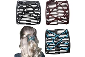 3 Pieces Elastic Magic Hair Comb Clips Stretchy Double Comb Hair Forks for Women Girls Vintage Hairstyle Multipurpose Hair Ac