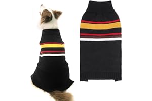 PAWCHIE Dog Sweater for Large Size Dog Girls Boys, Warm Coat Turtleneck Thick Dog Clothes with Leash Hole, Stretchy Knitted Dog Outfit for Small to Large Doggy Puppy Cat, Black XL