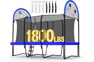 Zupapa 1800LBS Weight Capacity Rectangle Trampoline 10x17FT 9X15FT 8X14FT Outdoor Square Gymnastics Trampolines for Kids Adults Long Large Bid Rectangular Tumbling Trampolin