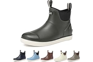 HSBDNZQ Men’s Deck Boots, Deck Shoes Waterproof Rain Boots, Saltwater Fishing Ankle Boots, Non-Slip Rubber Garden Muck Boots for Gardening Boating Camping Sailing Fishing