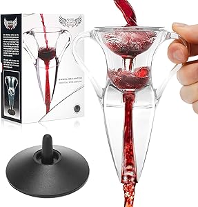 FLYIA Wine Aerator, Wine Pourer Spout with Filter for Red Wine, Fastly Aerate to Enhance Taste, Wine Decanter with Stand and Travel Bag as Wine Gifts for Men Women, Wine Accessories
