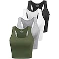 Joviren Cotton Workout Crop Tank Top for Women Racerback Yoga Tank Tops Athletic Sports Shirts Exercise Undershirts 4 Pack