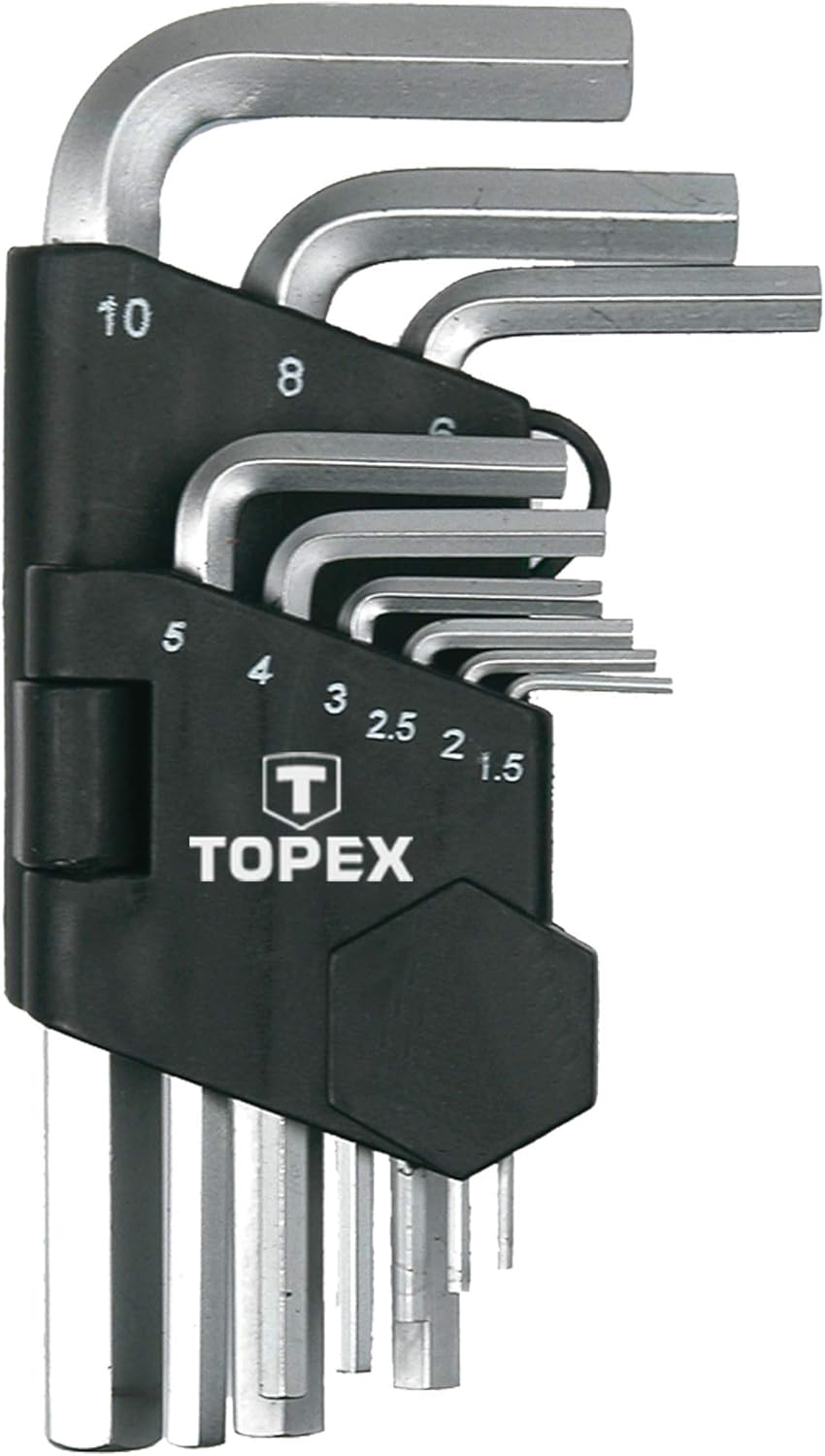 TOPEX 35D955 1.5-10 mm CV Hexagonal Key Set (9-Piece), Silver, 9-tlg. Set Hex - Image 3