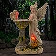 IOKUKI Solar Garden Statues-Angel Outdoor Statues with Color Changing Lights,Garden Sculptures & Statues,Resin Garden Statues