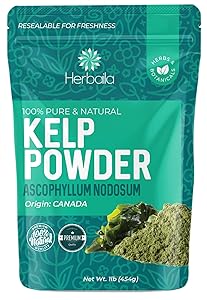 Kelp Powder 1 Lb, Natural Iodine Supplement (High Fiber) Raw Kelp Seaweed Extract from Canada, 100% Pure, non-GMO, Gluten-free & Kosher