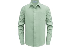 Arshiner Boys Long Sleeve Dress Shirts Solid Button Down Shirts