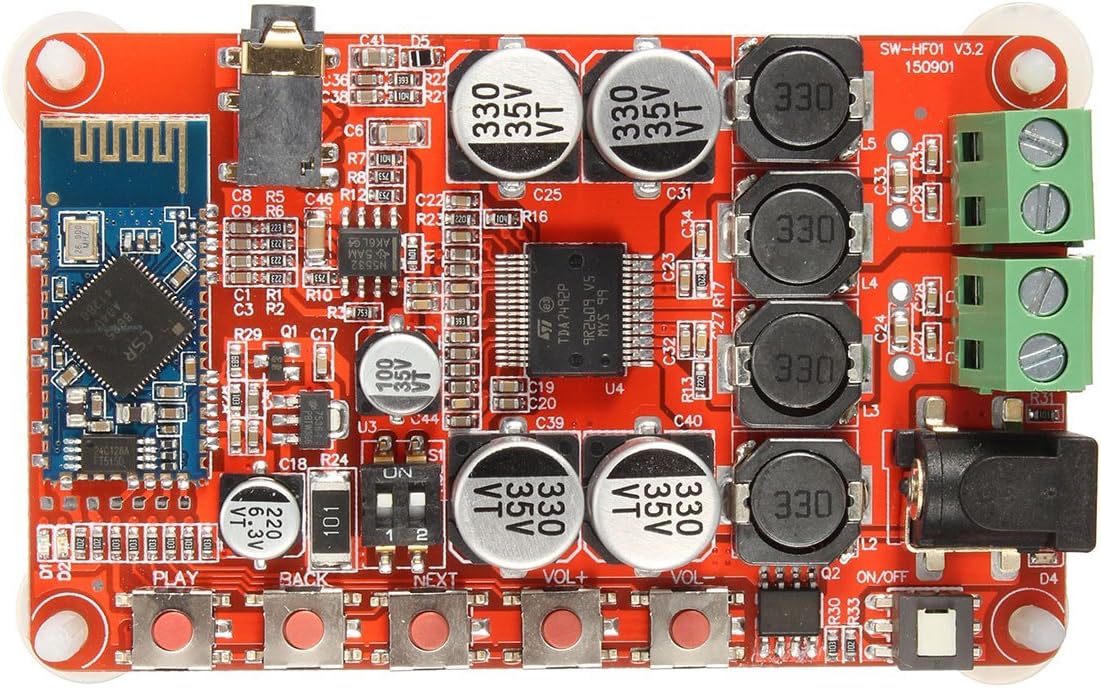 INSMA TDA7492P Dual Channel Wireless Bluetooth 4.0 Audio Receiver Digital Amplifier Board with 3.5mm Plug (TDA7492P Chip)