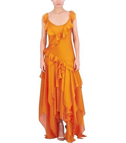 BCBGMAXAZRIA Women's Short Midi Evening Dress Fit and Flare Adjustable Spaghetti Straps Tiered Skirt Corset Bodice Dresses, Pink, 0 : Clothing, Shoes & Jewelry