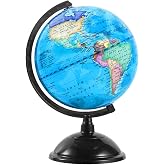 KISEER 8 Inch World Globe with Stand Rotating Earth Spinning Globe for Kids Geography Classroom Education or Decorations (Blue)