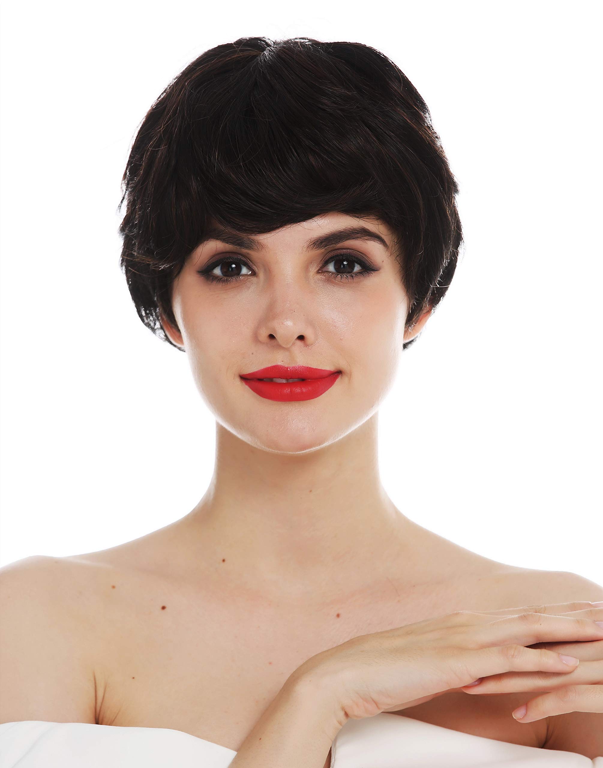 WIG ME UP - DW3034-MT-1BRH30 wig women's wig monofilament short androgynous black brown highlights