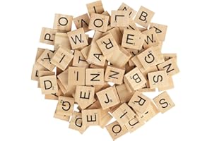 GNIEMCKIN 1700 PCS Wood Letter Tiles, Wooden Scrabble Tiles A-Z Capital Letters for Creative Crafting Projects, Making Alphab