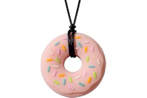 MUNCHABLES: JEWELRY FOR KIDS THAT CHEW Munchables Donut Chewy Necklace - Sensory Chew Necklace for Strong Chewers (Pink)