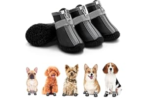 JZXOIVA Dog Shoes for Small Dogs, Waterproof Dog Boots Paw Protector for Hot Pavement Winter Snow, Dog Booties with Reflective Strips Rugged Anti-Slip Sole for Hardwood Floors Outdoor Walking Black Size 2