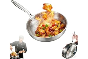 Titanium Frying pan, 12" 100% Pure Titanium Frying Pan with Lid, Hammered Non-Stick Skillet, Professional Lightweight Cookwar