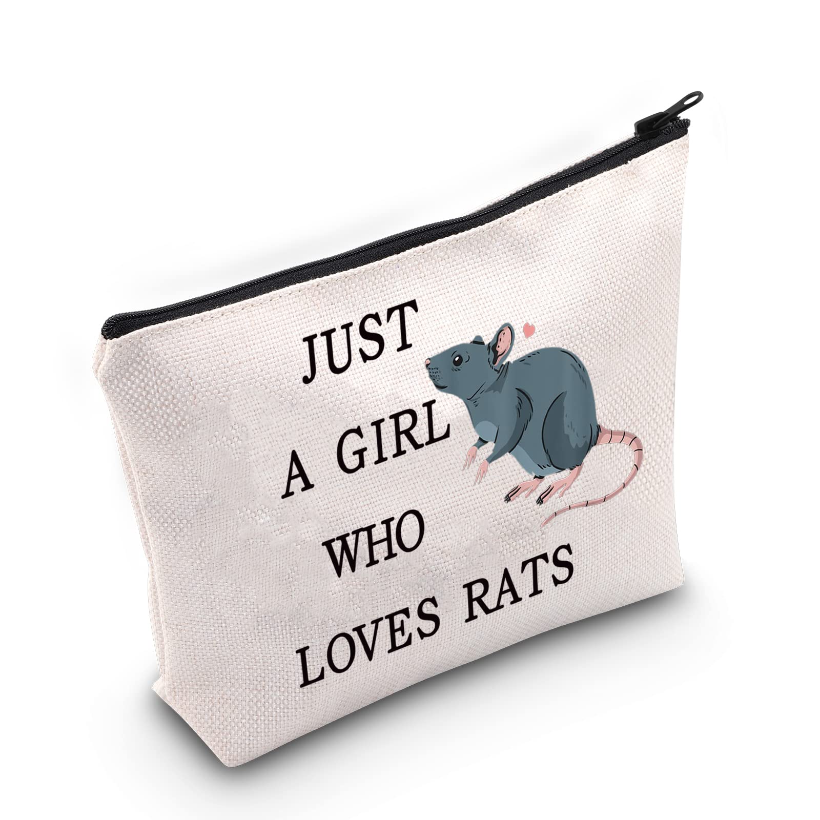 LEVLO Funny Rat Cosmetic Bag - Animal Lover Gift for Women & Girls, Who Loves Rats, Make Up Bag