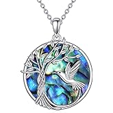 YONFQE Hummingbird Necklace S925 Sterling Silver Tree of Life Pendant Animal Jewelry Gifts for Women Men