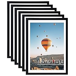 JCJMY 12x16 Picture Frame Set of 6 Black with 11x14