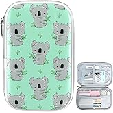 ZZKKO Cute Koala Green Leaves Pencil Bag Case Zipper Pencil Holder Organizer Stationary Pen Bag Cosmetic Makeup Bag Pouch Purse for School Office Supplies