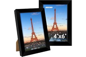 FIXSMITH 4x6 Picture Frame, Black Photo Frames with HD Plexiglass for Wall Hanging or Tabletop Display, 2 Pack