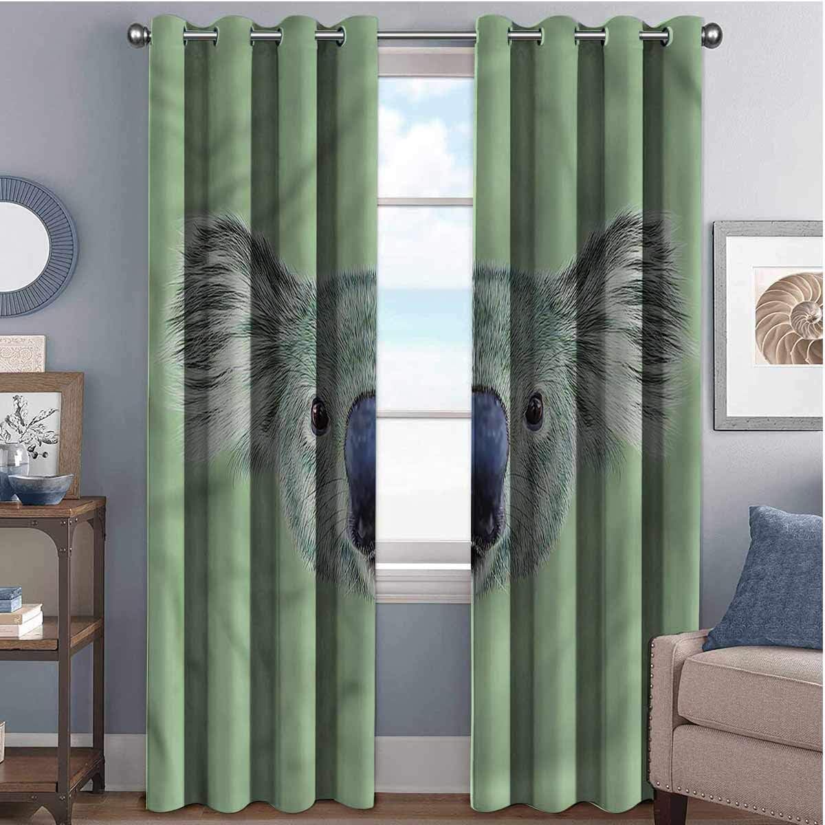 Animal Blackout curtains with grommets darken Furry Hipster Koala